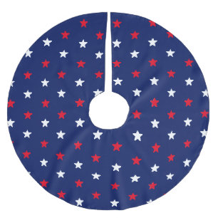 Falda Para El Árbol De Navidad De Poliéster Navidades de estrellas azul marino rojo patriótico
