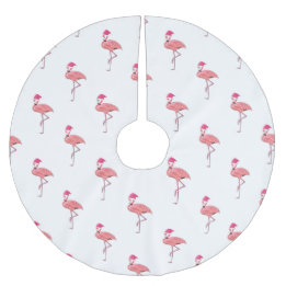 Falda Para El Árbol De Navidad De Poliéster Navidades de Flamingos Patrón de Santa Claus