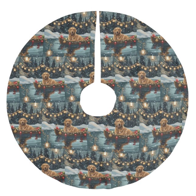 Falda Para El Árbol De Navidad De Poliéster Navidades de Golden Retriever (Anverso)