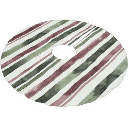 Falda Para El Árbol De Navidad De Poliéster Navidades de Green Burgundy Stripes