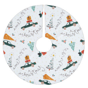 Falda Para El Árbol De Navidad De Poliéster Navidades de Green Pine Trees un camión vintage