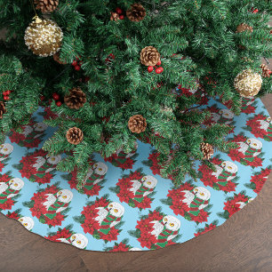 Falda Para El Árbol De Navidad De Poliéster Navidades de la Poinsettias Rojas de Lechuza Nevad