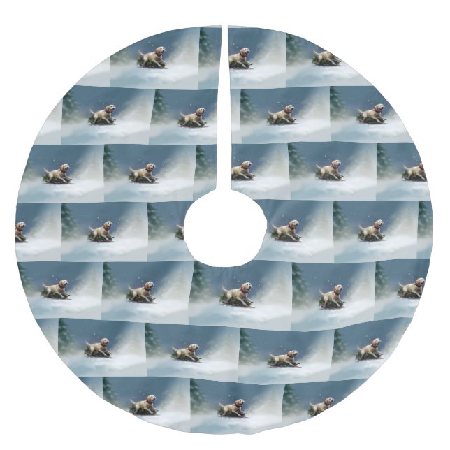 Falda Para El Árbol De Navidad De Poliéster Navidades de Labrador en invierno (Anverso)