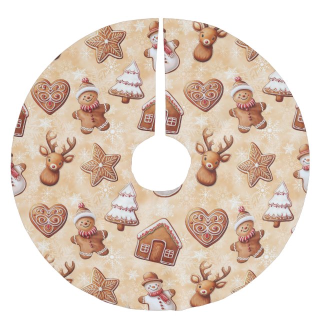Falda Para El Árbol De Navidad De Poliéster Navidades de las cookies de Gingerbread (Anverso)