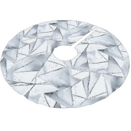 Falda Para El Árbol De Navidad De Poliéster Navidades de los Triángulos Blancos de Plata moda