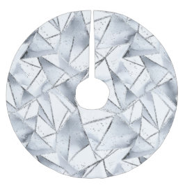 Falda Para El Árbol De Navidad De Poliéster Navidades de los Triángulos Blancos de Plata moda