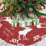 Falda Para El Árbol De Navidad De Poliéster Navidades de Moose de Flecha Cruzada de Chalkboard<br><div class="desc">Navidades de Moose Rojo de Flecha Cruzada</div>