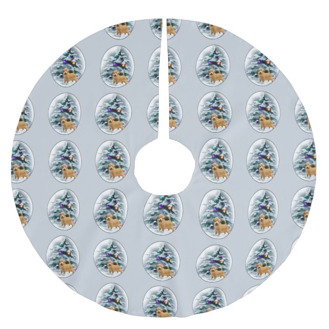 Falda Para El Árbol De Navidad De Poliéster Navidades de Norfolk Terrier (Anverso)