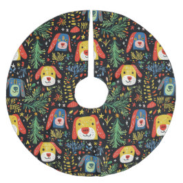 Falda Para El Árbol De Navidad De Poliéster Navidades de perros callejeros
