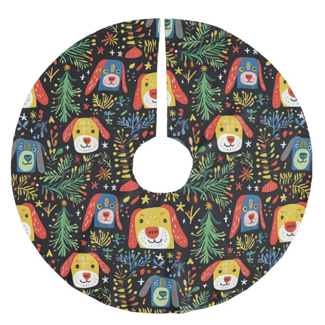 Falda Para El Árbol De Navidad De Poliéster Navidades de perros callejeros (Anverso)