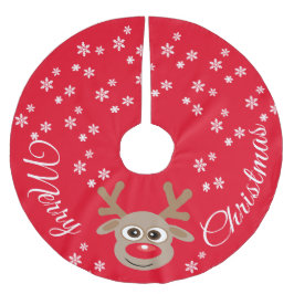 Falda Para El Árbol De Navidad De Poliéster Navidades de Personalizados de renos rojos copos d