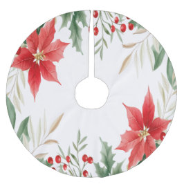 Falda Para El Árbol De Navidad De Poliéster Navidades de Poinsettia Rojo