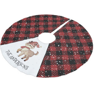Falda Para El Árbol De Navidad De Poliéster Navidades de Reindeer Plaid