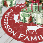 Falda Para El Árbol De Navidad De Poliéster Navidades de renos de flecha cruzada en Chalkboard<br><div class="desc">Navidades de renos rojos con flecha cruzada</div>