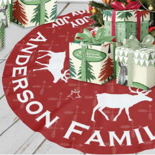 Falda Para El Árbol De Navidad De Poliéster Navidades de renos de flecha cruzada en Chalkboard