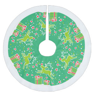 Falda Para El Árbol De Navidad De Poliéster Navidades de renos pisando la falda de los árboles