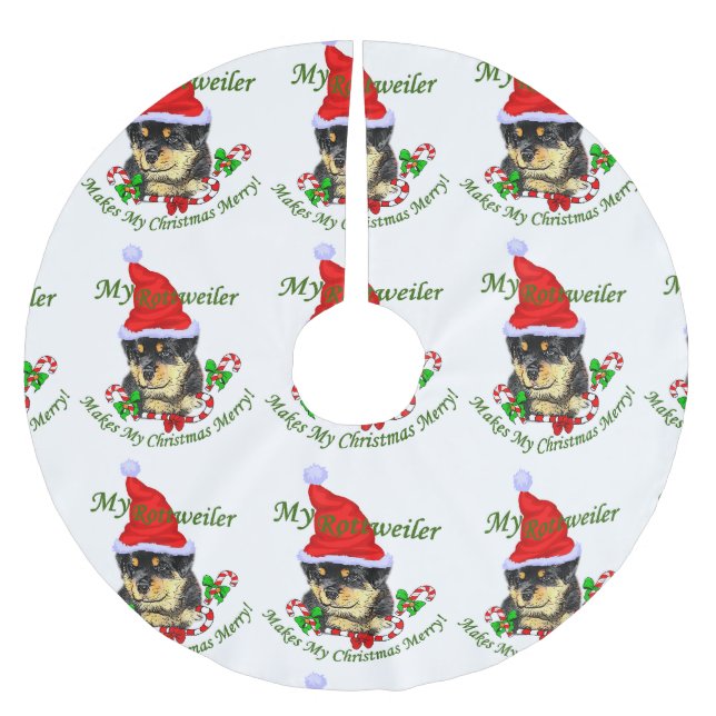 Falda Para El Árbol De Navidad De Poliéster Navidades de Rottweiler Merry (Anverso)