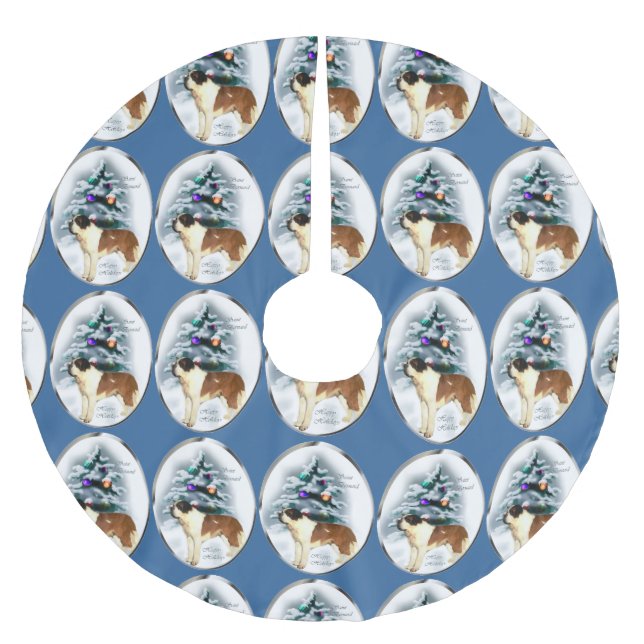 Falda Para El Árbol De Navidad De Poliéster Navidades de San Bernardo (Anverso)