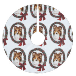 Falda Para El Árbol De Navidad De Poliéster Navidades de Shetland Sheepdog Sheltie
