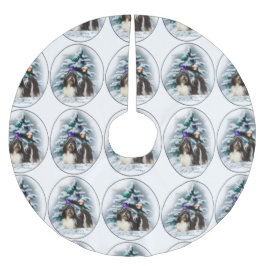 Falda Para El Árbol De Navidad De Poliéster Navidades de Shih Tzu