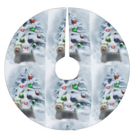 Falda Para El Árbol De Navidad De Poliéster Navidades de Silky Terrier