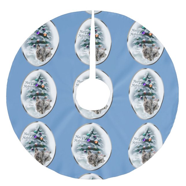 Falda Para El Árbol De Navidad De Poliéster Navidades de Skye Terrier (Anverso)