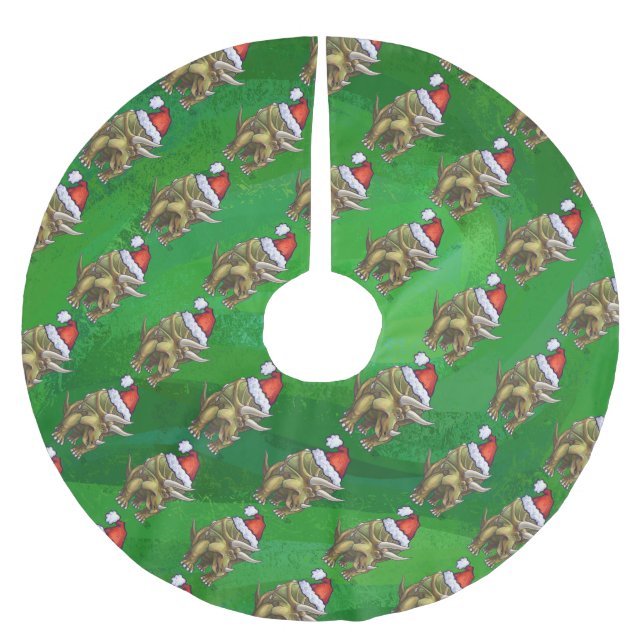 Falda Para El Árbol De Navidad De Poliéster Navidades de Triceratops Green (Anverso)