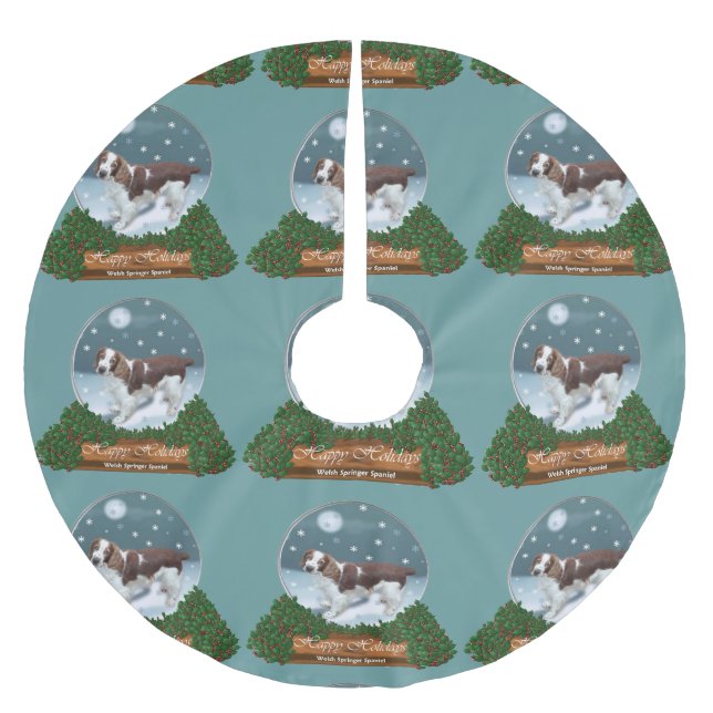 Falda Para El Árbol De Navidad De Poliéster Navidades de Welsh Springer Spaniel (Anverso)