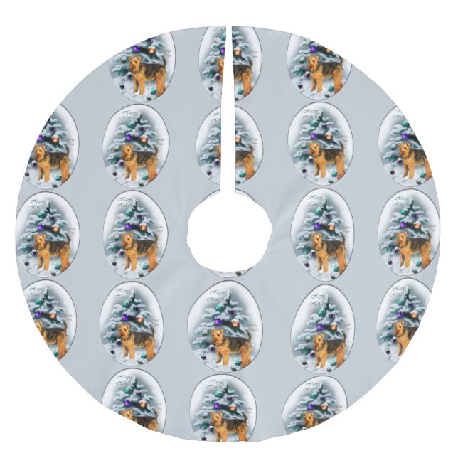 Falda Para El Árbol De Navidad De Poliéster Navidades de Welsh Terrier (Anverso)