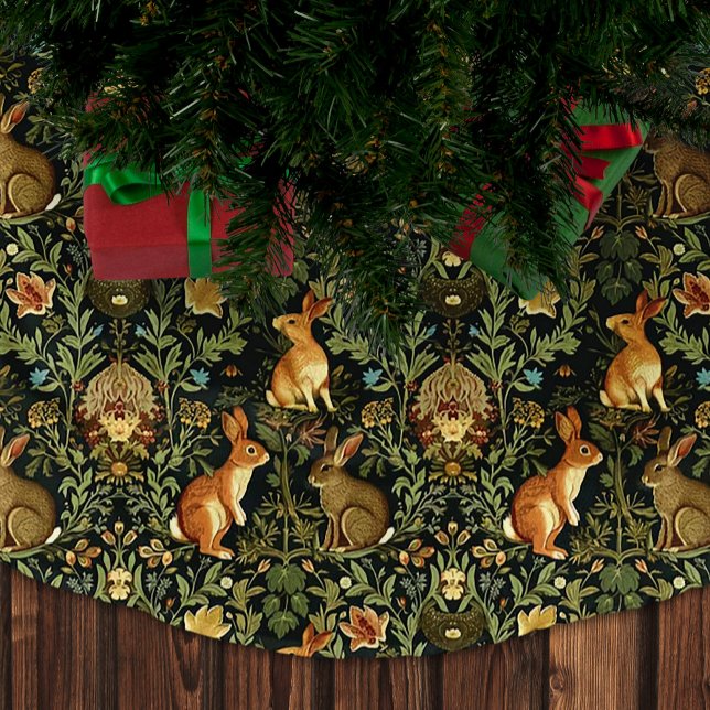 Falda Para El Árbol De Navidad De Poliéster Navidades de William Morris Woodland Floral Rabbit (Subido por el creador)