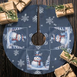 Falda Para El Árbol De Navidad De Poliéster Navidades de Winter Forest Snowman<br><div class="desc">Añada un toque elegante a su árbol de Navidad esta temporada navideña con una falda de árbol de feriados de Navidades de invierno. El diseño de las faldas de árbol muestra a un lindo muñeco de nieve con un bonito sombrero superior y una bufanda parados en una escena de bosque...</div>