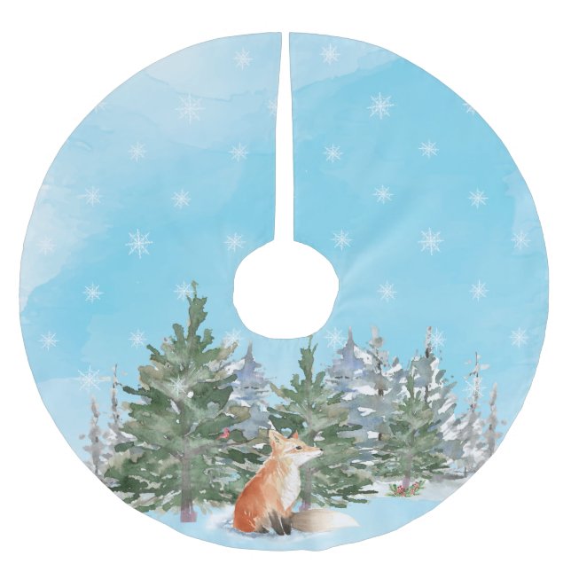 Falda Para El Árbol De Navidad De Poliéster Navidades de Woodland Fox (Anverso)