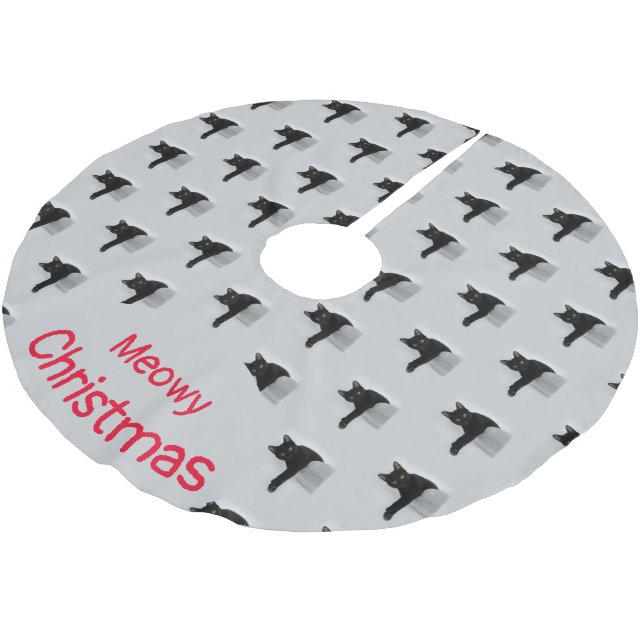 Falda Para El Árbol De Navidad De Poliéster Navidades débiles de patrón de gato negro (Angular)