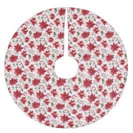 Falda Para El Árbol De Navidad De Poliéster Navidades del Día Verde Rojo de Poinsettia