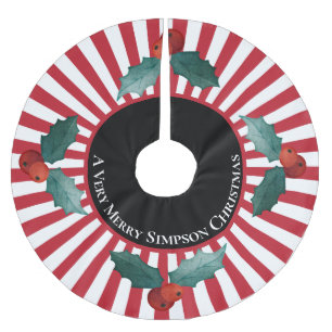 Falda Para El Árbol De Navidad De Poliéster Navidades del Festividad Red White Holly Sprigs