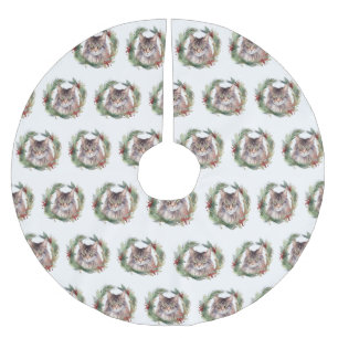 Falda Para El Árbol De Navidad De Poliéster Navidades del gato Maine Coon Wreath Festive Kitte