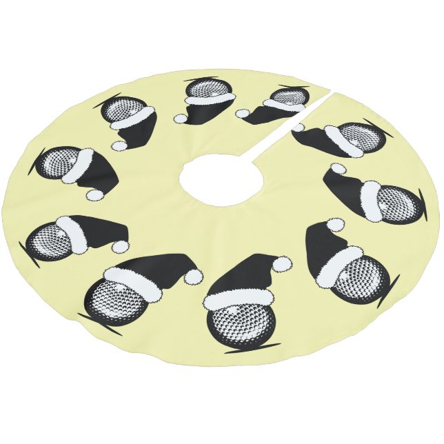 Falda Para El Árbol De Navidad De Poliéster Navidades del Golf Ball Santa Hat (Angular)