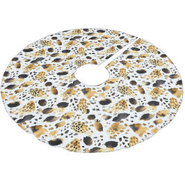 Falda Para El Árbol De Navidad De Poliéster Navidades del Leopardo Blanco Negro de Oro