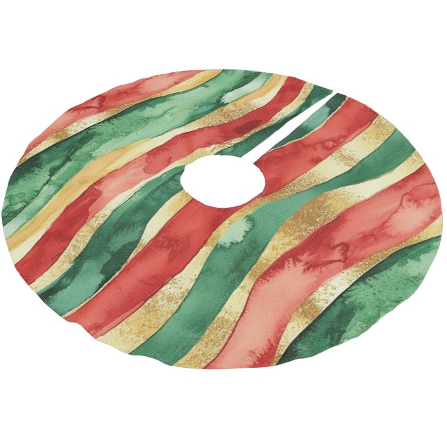 Falda Para El Árbol De Navidad De Poliéster Navidades del Oro Verde Rojo Occidental (Angular)
