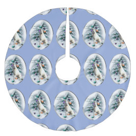 Falda Para El Árbol De Navidad De Poliéster Navidades del Pastor Alemán Blanco