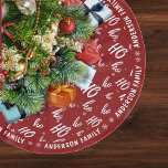 Falda Para El Árbol De Navidad De Poliéster Navidades del Patrón Red Santa Claus Ho Ho Ho Ho<br><div class="desc">Red Santa Claus Ho Ho Ho patrón falda de árbol de Navidad. Personalízalo añadiendo tu apellido/apellido familiar. Excelente decoración de vacaciones para toda la familia.</div>