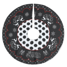 Falda Para El Árbol De Navidad De Poliéster Navidades del tablero de ajedrez y falda del árbol