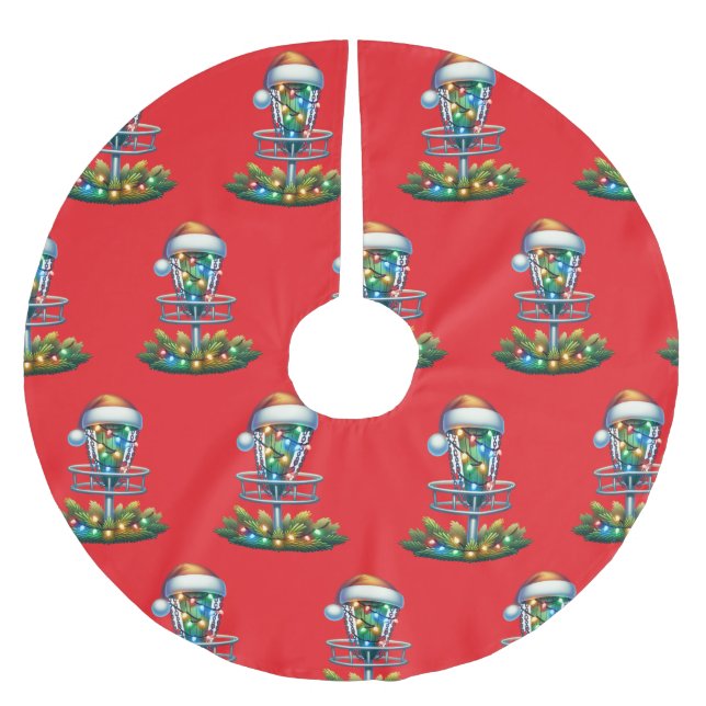Falda Para El Árbol De Navidad De Poliéster Navidades Disk Golf Temático (Anverso)