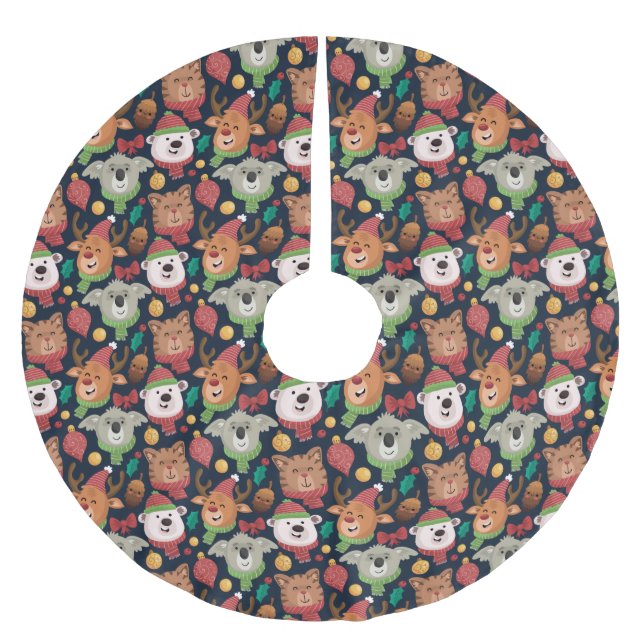 Falda Para El Árbol De Navidad De Poliéster Navidades divertidos (Anverso)