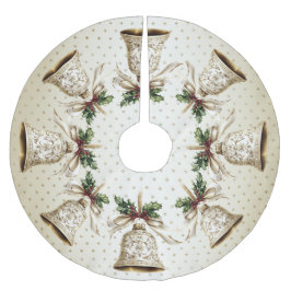 Falda Para El Árbol De Navidad De Poliéster Navidades dorados doblan brillantes estrellas verd