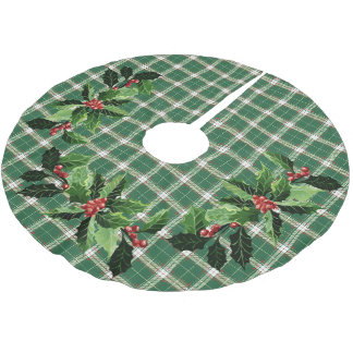 Falda Para El Árbol De Navidad De Poliéster Navidades en escocés, verde y blanco