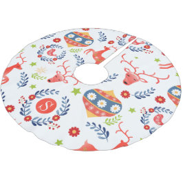 Falda Para El Árbol De Navidad De Poliéster Navidades en Monograma de Arte Popular Escandinavo