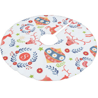 Falda Para El Árbol De Navidad De Poliéster Navidades en Monograma de Arte Popular Escandinavo