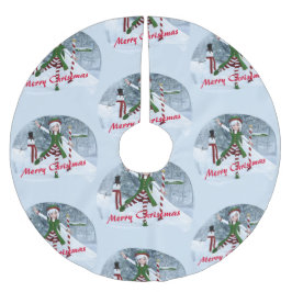 Falda Para El Árbol De Navidad De Poliéster Navidades en un bosque de invierno