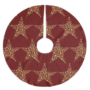 Falda Para El Árbol De Navidad De Poliéster Navidades Estrellas doradas Red Marron